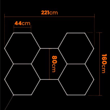 Ρυθμιζόμενο LED φωτιστικό οροφής HEXAGON LED/192W/85-265V 5000K 160x221 cm CRI 90 IP54 λευκό