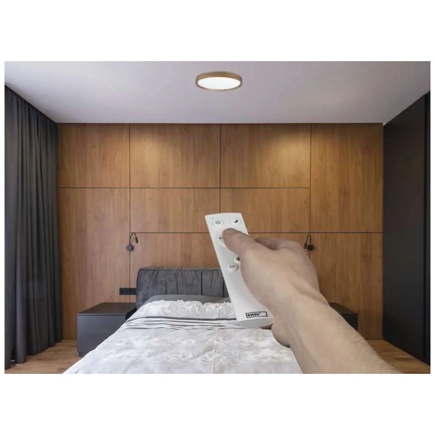 Ρυθμιζόμενο LED φωτιστικό οροφής ILVI LED/30W/230V 2700-6500K διάμ. 40 cm σε απομίμηση ξύλου + τηλεχειριστήριο