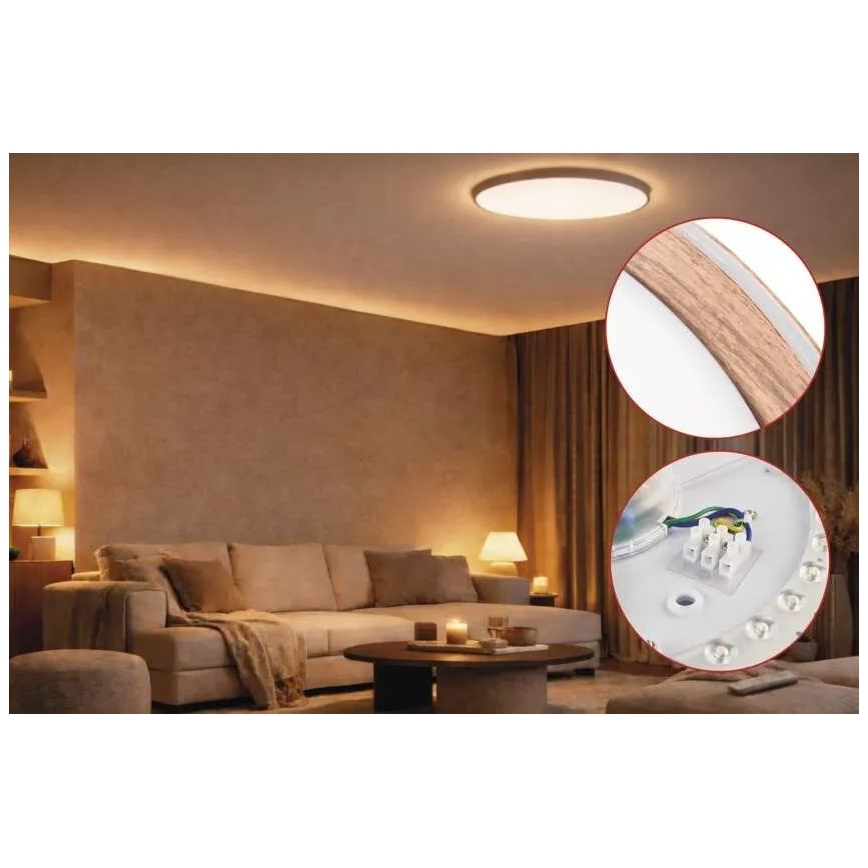 Ρυθμιζόμενο LED φωτιστικό οροφής ILVI LED/30W/230V 2700-6500K διάμ. 40 cm σε απομίμηση ξύλου + τηλεχειριστήριο