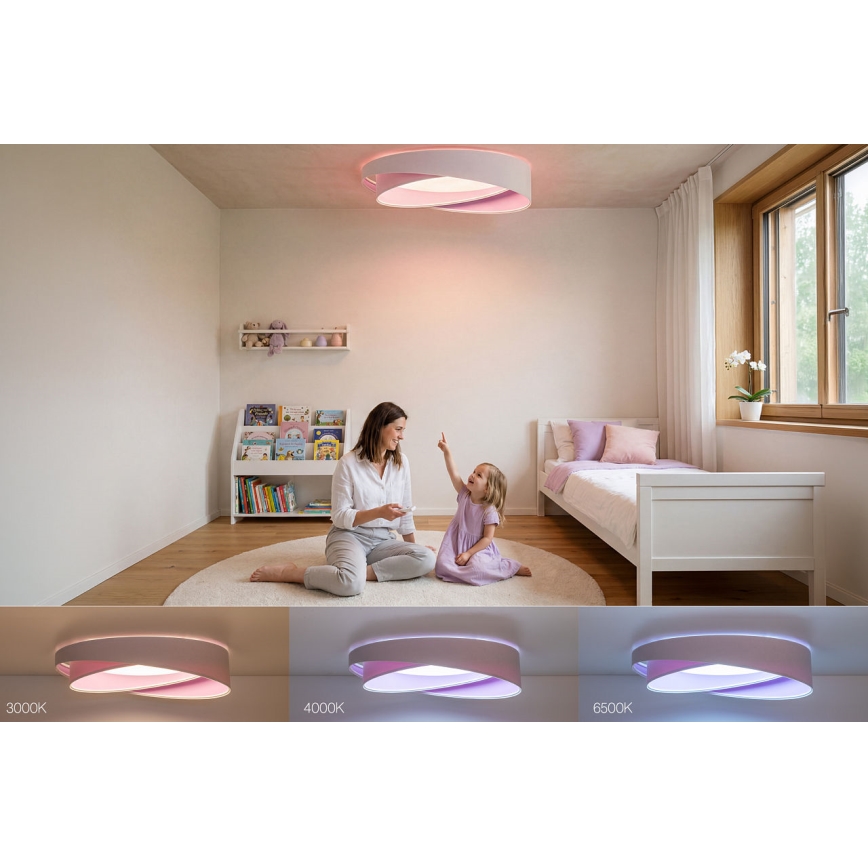 Ρυθμιζόμενο LED φωτιστικό οροφής SMART GALAXY MODERN LED/24W/230V 3000-6500K Ø 55 εκ. λευκό/μωβ + τηλεχειριστήριο