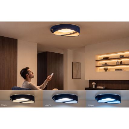Ρυθμιζόμενο LED φωτιστικό οροφής SMART GALAXY MODERN LED/24W/230V 3000-6500K Ø 55 cm μπλε/ασημί + τηλεχειριστήριο
