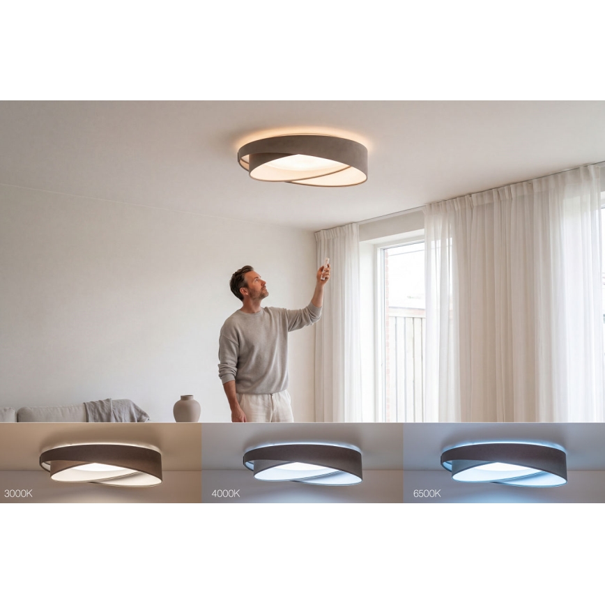 LED ρυθμιζόμενο φωτιστικό οροφής SMART GALAXY MODERN LED/24W/230V 3000-6500K Ø 55 cm γκρι/λευκό + τηλεχειριστήριο