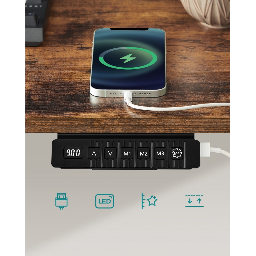 Ρυθμιζόμενο κατά ύψος γραφείο SOLEA-X, καφέ/μαύρο