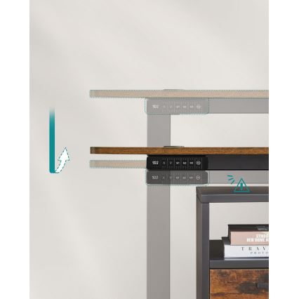 Ρυθμιζόμενο κατά ύψος γραφείο SOLEA-X, καφέ/μαύρο