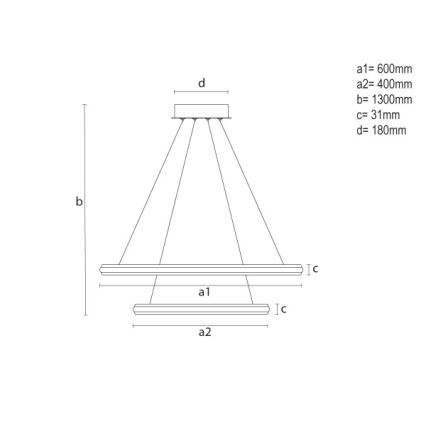 Ρυθμιζόμενο LED κρεμαστό φωτιστικό με καλώδιο LED/90W/230V 3000-6500K Ø 60 cm + τηλεχειριστήριο