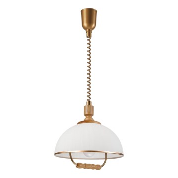 Ρυθμιζόμενο κρεμαστό φωτιστικό RAMONA 1xE27/60W/230V καφέ/λευκό/δρυς