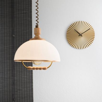 Ρυθμιζόμενο κρεμαστό φωτιστικό RAMONA 1xE27/60W/230V καφέ/λευκό/δρυς