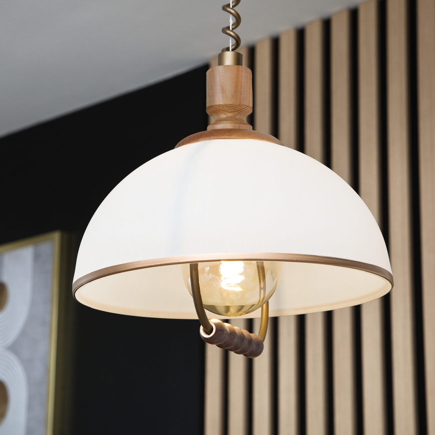 Ρυθμιζόμενο κρεμαστό φωτιστικό RAMONA 1xE27/60W/230V καφέ/λευκό/δρυς