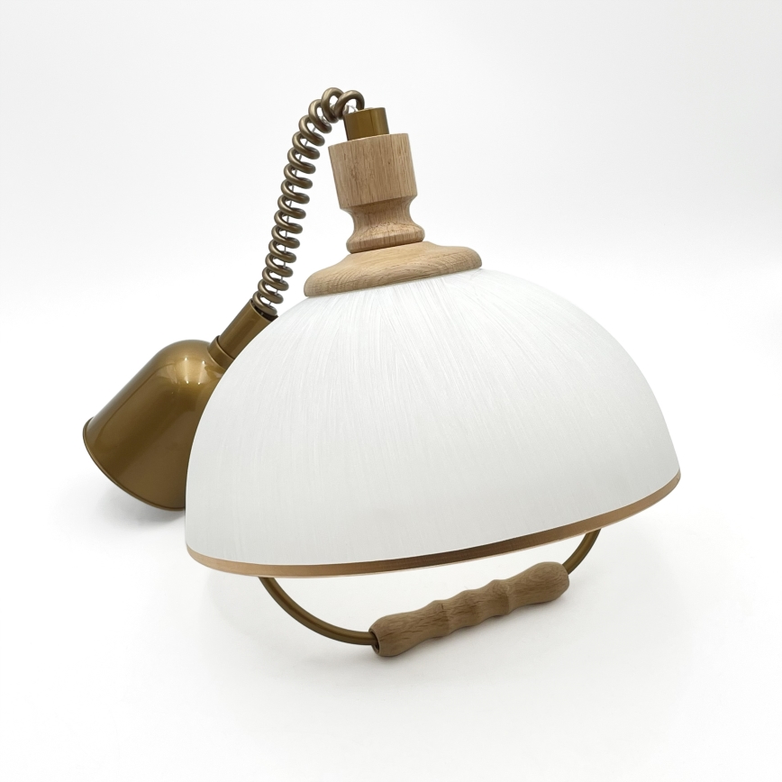 Ρυθμιζόμενο κρεμαστό φωτιστικό RAMONA 1xE27/60W/230V καφέ/λευκό/δρυς