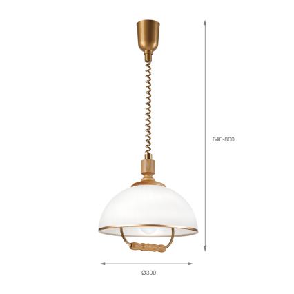 Ρυθμιζόμενο κρεμαστό φωτιστικό RAMONA 1xE27/60W/230V καφέ/λευκό/δρυς