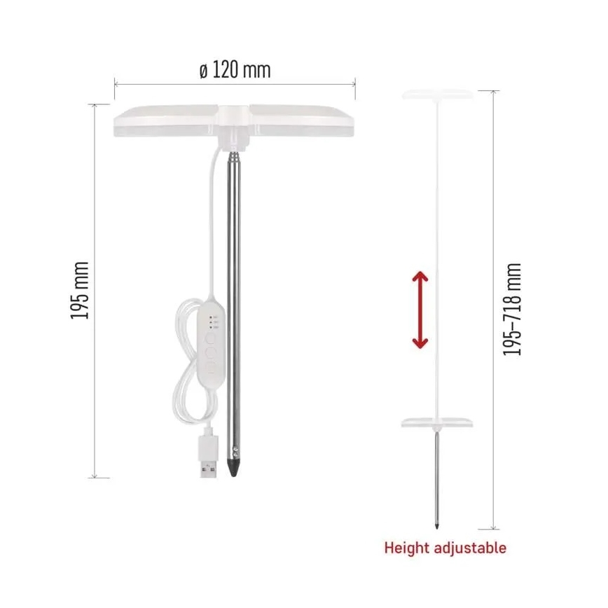 Ρυθμιζόμενο LED φωτιστικό εσωτερικού χώρου για καλλιέργεια φυτών GROW LED/8W/5V