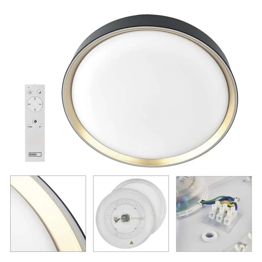 Ρυθμιζόμενο LED φωτιστικό οροφής ILVI LED/45W/230V 2700-6500K Ø 50 εκ. μαύρο/ορείχαλκο + τηλεχειριστήριο