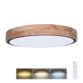 Ρυθμιζόμενο LED φωτιστικό οροφής IRON OAK, 48 W, 230 V, 3000–6500 K, σε απόχρωση δρυός, διάμ. 40 εκ. + τηλεχειριστήριο