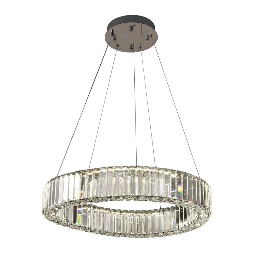 LED Ρυθμιζόμενο Κρυστάλλινο Φωτιστικό Οροφής με Καλώδιο LED/40W/230V 3000-6500K Γυαλιστερό Χρώμιο + Τηλεχειριστήριο