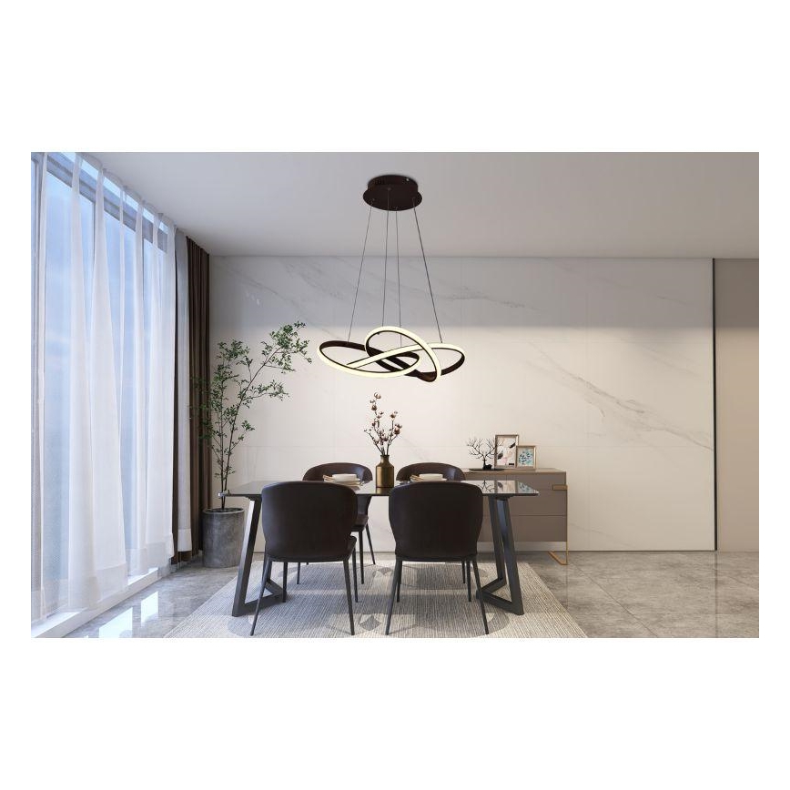 Ρυθμιζόμενο LED φωτιστικό οροφής με καλώδιο LED/65W/230V 3000-6500K διάμ. 48 εκ. καφέ + τηλεχειριστήριο