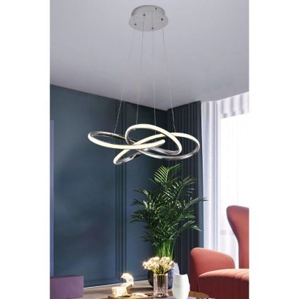 LED Ρυθμιζόμενο φωτιστικό οροφής με καλώδιο LED/65W/230V 3000-6500K διάμ. 48 εκ. γκρι + τηλεχειριστήριο