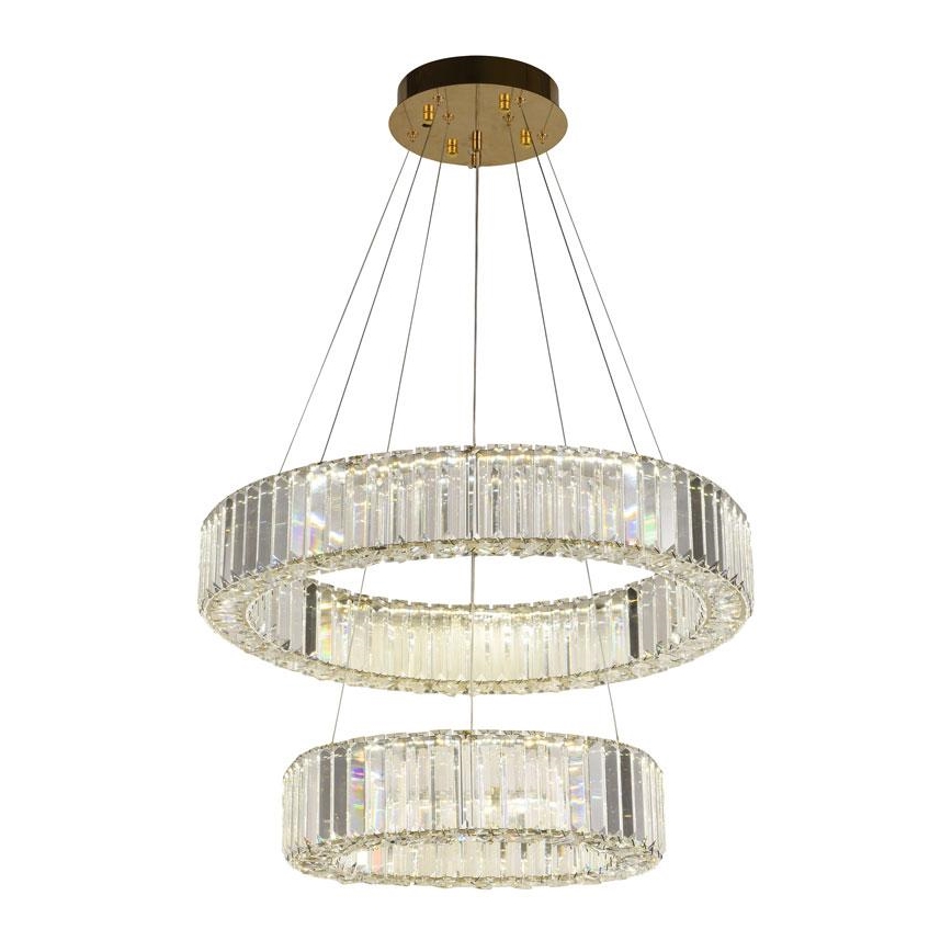 LED Ρυθμιζόμενο Κρυστάλλινο Φωτιστικό Οροφής με Καλώδιο LED/65W/230V 3000-6500K Χρώμιο/Χρυσό + Τηλεχειριστήριο