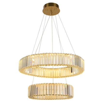 LED Ρυθμιζόμενο Κρυστάλλινο Φωτιστικό Οροφής με Καλώδιο LED/65W/230V 3000-6500K Χρώμιο/Χρυσό + Τηλεχειριστήριο