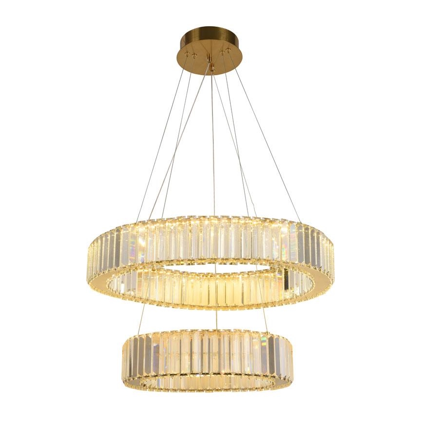 LED Ρυθμιζόμενο Κρυστάλλινο Φωτιστικό Οροφής με Καλώδιο LED/65W/230V 3000-6500K Χρώμιο/Χρυσό + Τηλεχειριστήριο