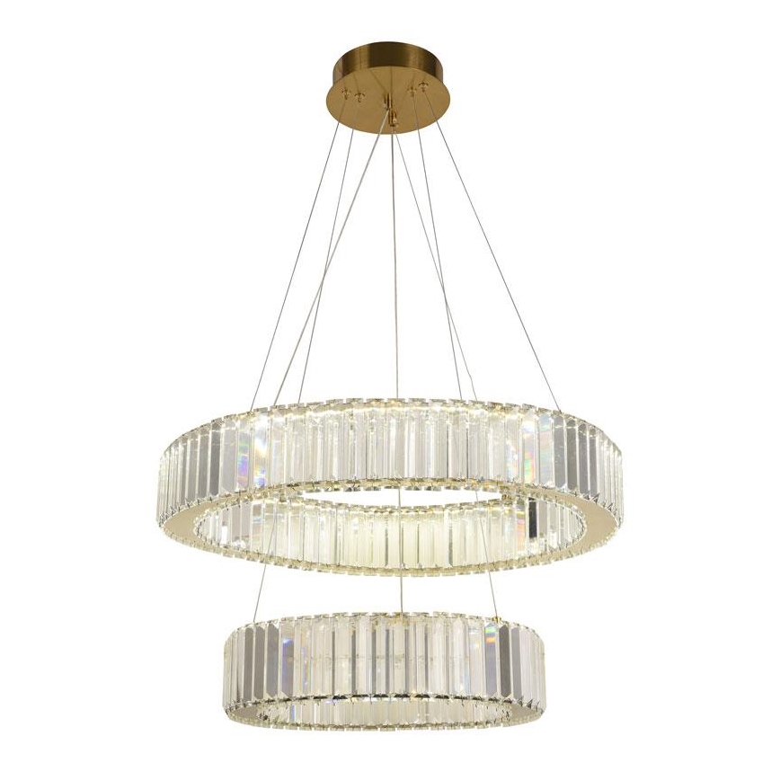 LED Ρυθμιζόμενο Κρυστάλλινο Φωτιστικό Οροφής με Καλώδιο LED/65W/230V 3000-6500K Χρώμιο/Χρυσό + Τηλεχειριστήριο