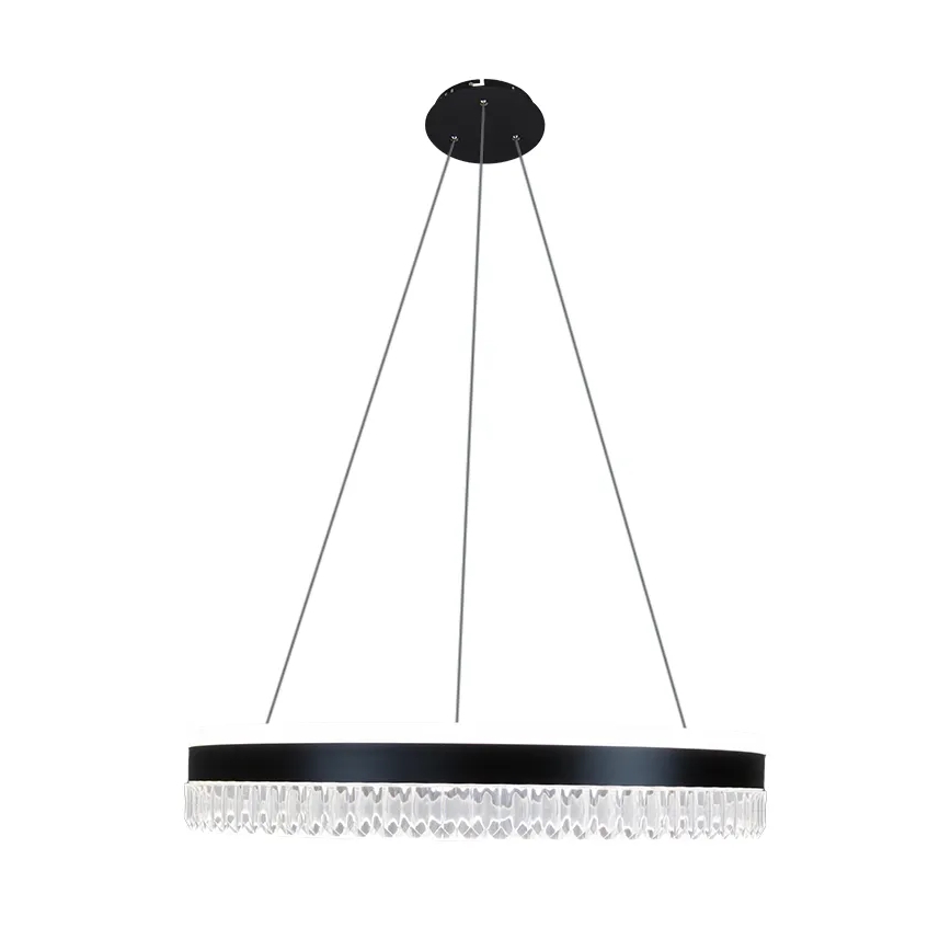 LED Ρυθμιζόμενο Κρυστάλλινο Φωτιστικό Οροφής με Καλώδιο LED/80W/230V 3000-6500K Μαύρο + Τηλεχειριστήριο