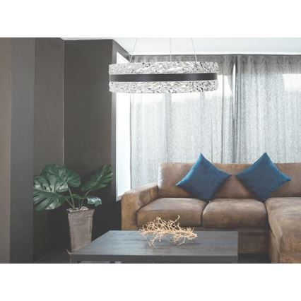 LED Ρυθμιζόμενο Κρυστάλλινο Φωτιστικό Οροφής με Καλώδιο LED/80W/230V 3000-6500K Μαύρο + Τηλεχειριστήριο