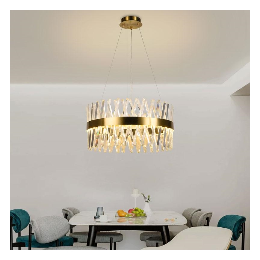 LED Ρυθμιζόμενο κρυστάλλινο φωτιστικό οροφής με καλώδιο LED/80W/230V 3000-6500K χρυσό + τηλεχειριστήριο