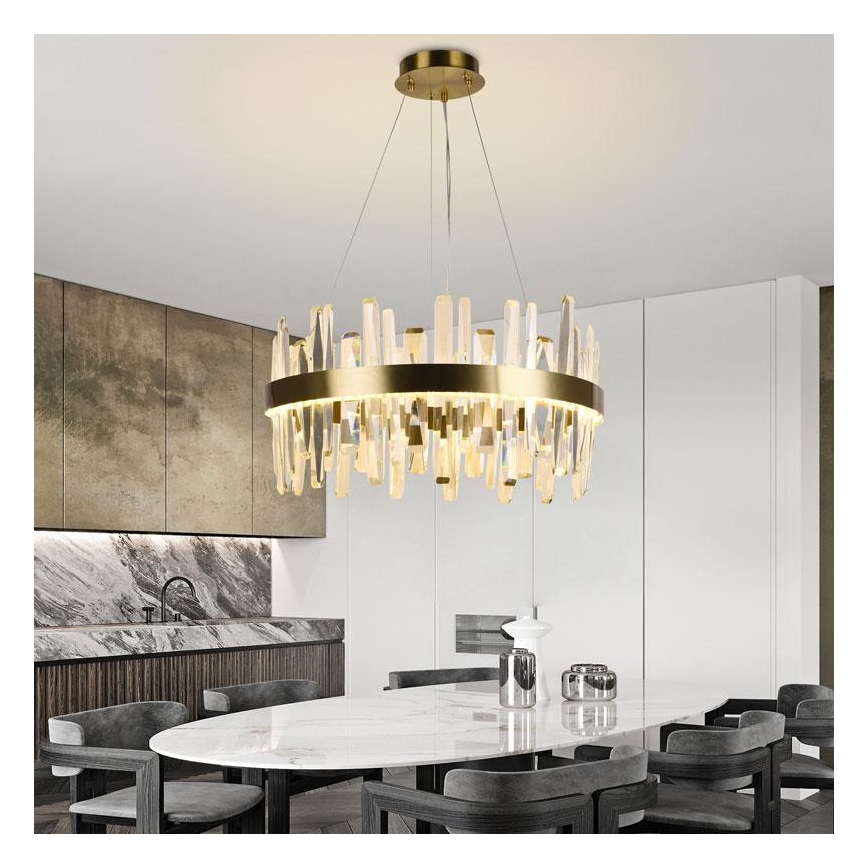 LED Ρυθμιζόμενο κρυστάλλινο φωτιστικό οροφής με καλώδιο LED/80W/230V 3000-6500K χρυσό + τηλεχειριστήριο