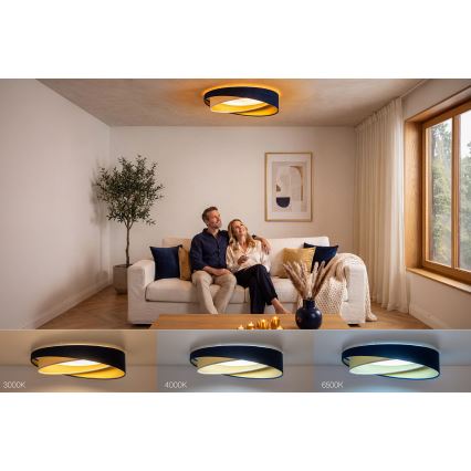 Ρυθμιζόμενο LED φωτιστικό οροφής SMART GALAXY MODERN LED/24W/230V 3000-6500K διάμ. 55 cm μπλε/λευκό/χρυσό + τηλεχειριστήριο