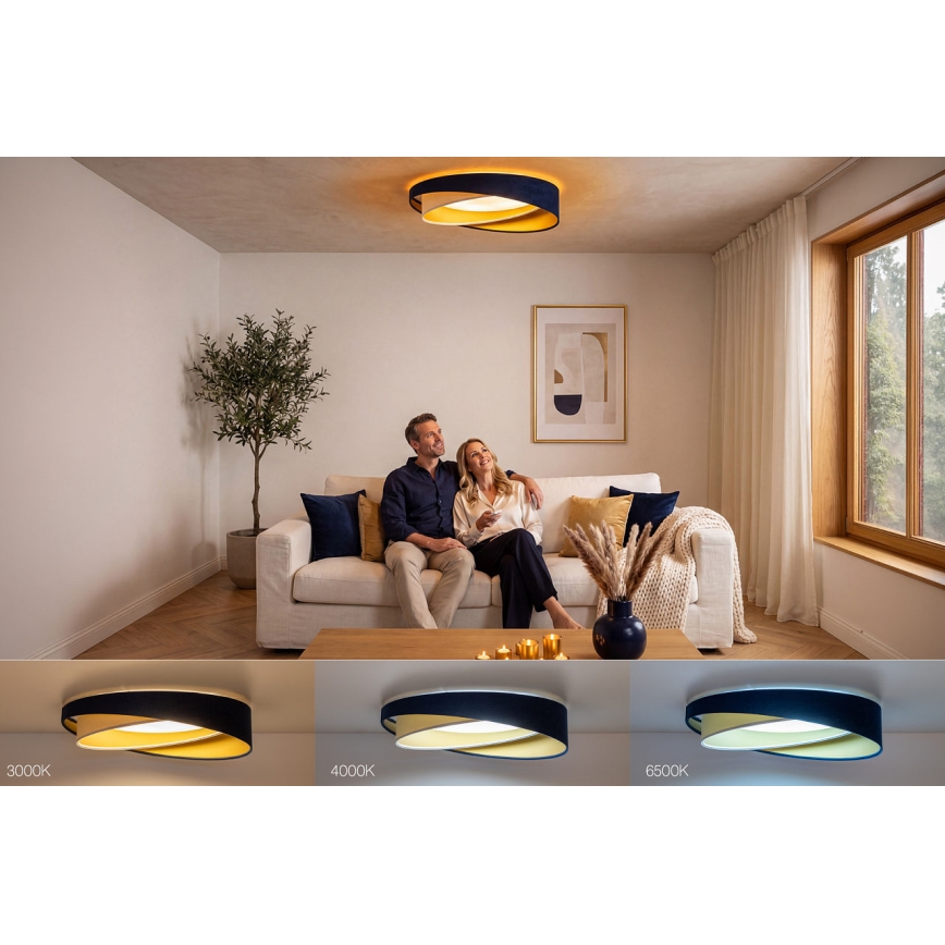 Ρυθμιζόμενο LED φωτιστικό οροφής SMART GALAXY MODERN LED/24W/230V 3000-6500K διάμ. 55 cm μπλε/λευκό/χρυσό + τηλεχειριστήριο