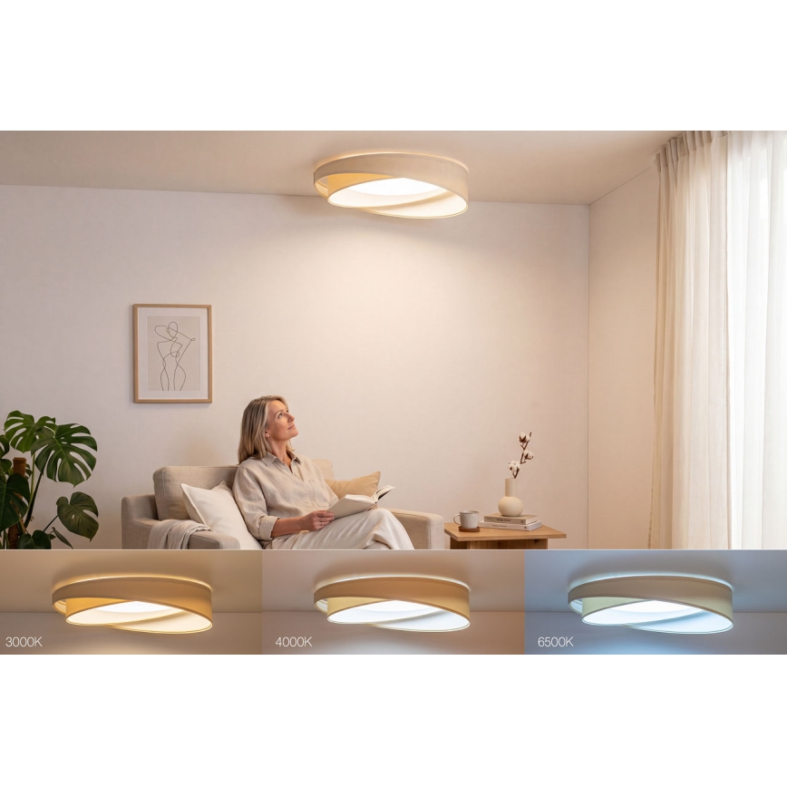 Ρυθμιζόμενο LED φωτιστικό οροφής SMART GALAXY MODERN LED/24W/230V 3000-6500K Ø 55 cm κρεμ/λευκό + τηλεχειριστήριο