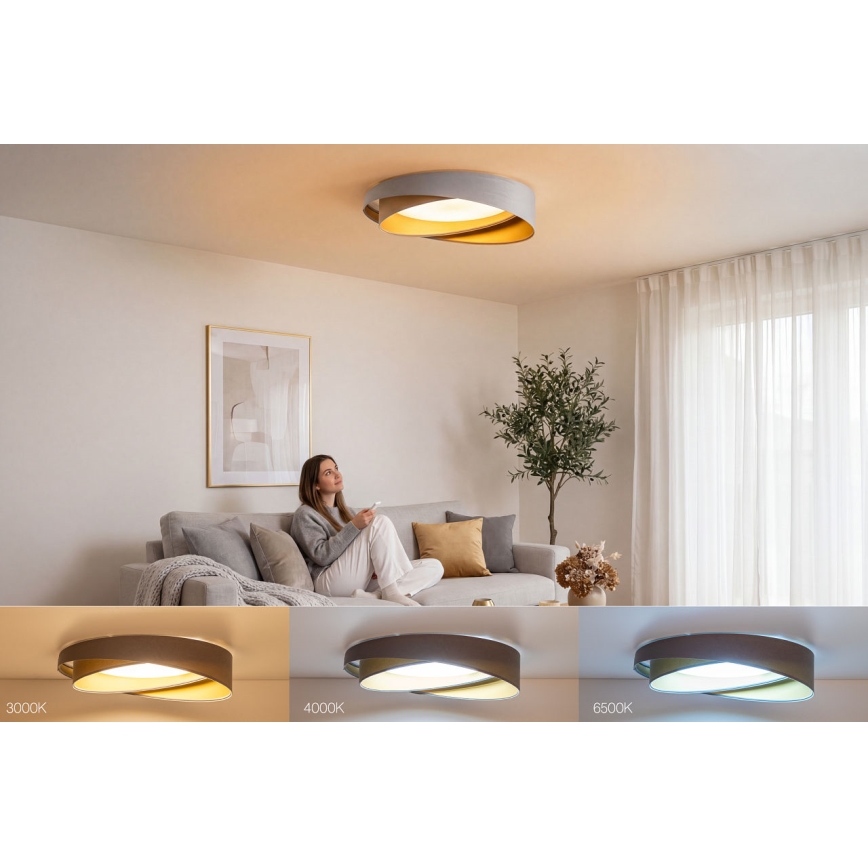 Ρυθμιζόμενο φωτιστικό οροφής LED SMART GALAXY MODERN LED/24W/230V 3000-6500K Ø 55 cm γκρι/χρυσό + τηλεχειριστήριο