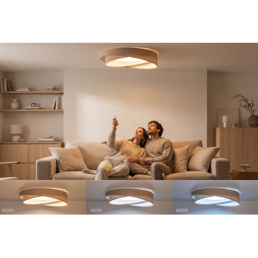 Ρυθμιζόμενο φωτιστικό οροφής LED SMART GALAXY MODERN LED/24W/230V 3000-6500K Ø 55 εκ. μπεζ/λευκό + με τηλεχειριστήριο