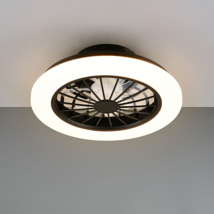 LED RGBW ρυθμιζόμενο φωτιστικό οροφής με ανεμιστήρα GHANA LED/24W/230V 3000-6500K λευκό/μαύρο + τηλεχειριστήριο