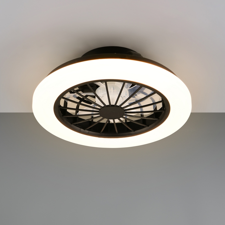 LED RGBW ρυθμιζόμενο φωτιστικό οροφής με ανεμιστήρα GHANA LED/24W/230V 3000-6500K λευκό/μαύρο + τηλεχειριστήριο