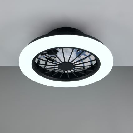 LED RGBW ρυθμιζόμενο φωτιστικό οροφής με ανεμιστήρα GHANA LED/24W/230V 3000-6500K λευκό/μαύρο + τηλεχειριστήριο