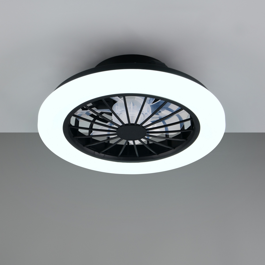 LED RGBW ρυθμιζόμενο φωτιστικό οροφής με ανεμιστήρα GHANA LED/24W/230V 3000-6500K λευκό/μαύρο + τηλεχειριστήριο