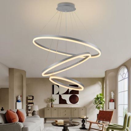 Ρυθμιζόμενο LED φωτιστικό οροφής με καλώδιο LED/125W/230V 3000-6500K διάμ. 80 εκ. + τηλεχειριστήριο