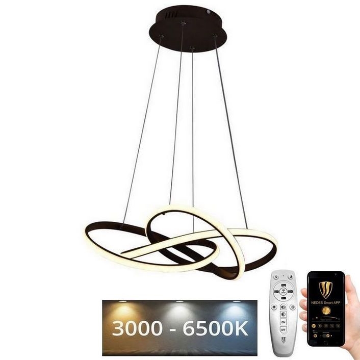 Ρυθμιζόμενο LED φωτιστικό οροφής με καλώδιο LED/65W/230V 3000-6500K διάμ. 48 εκ. καφέ + τηλεχειριστήριο