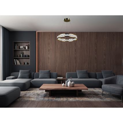 LED ρυθμιζόμενος κρυστάλλινος πολυέλαιος με ανάρτηση σε καλώδιο ENRIQUE LED/40W//230V 3000-6000K Ø 60 cm + τηλεχειριστήριο