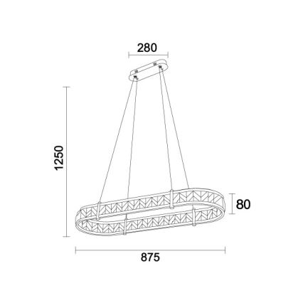 LED ρυθμιζόμενος κρυστάλλινος πολυέλαιος με καλώδιο ENRIQUE LED/50W//230V 3000-6000K + τηλεχειριστήριο