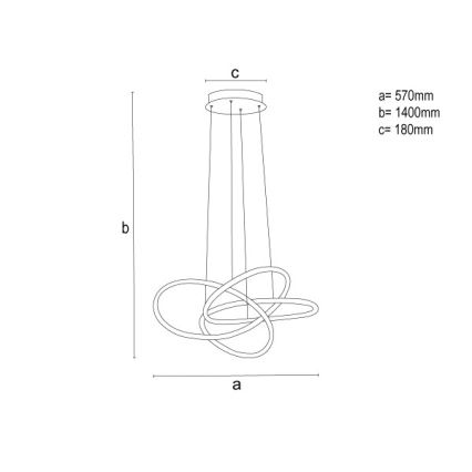 LED Ρυθμιζόμενο κρεμαστό φωτιστικό με καλώδιο ανάρτησης LED/95W/230V 3000-6500K Ø57 cm + τηλεχειριστήριο