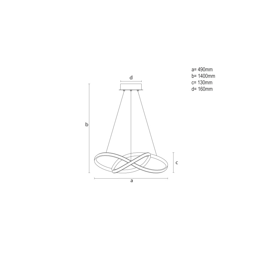 Ρυθμιζόμενο κρεμαστό φωτιστικό LED με καλώδιο ανάρτησης LED/65W/230V 3000-6500K διάμ. 49 cm + τηλεχειριστήριο
