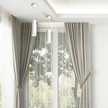 LED RGBW ρυθμιζόμενο κρεμαστό φωτιστικό μπάνιου TURYN 1xGU10/4,8W/230V 3000K IP44 λευκό + τηλεχειριστήριο