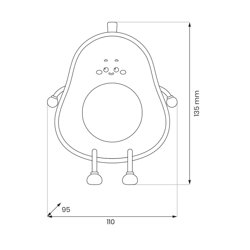 LED ρυθμιζόμενο επαναφορτιζόμενο νυχτερινό φωτιστικό αφής για παιδιά AVOCADO LED/1W/5V 1200 mAh