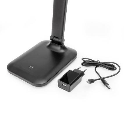 Ρυθμιζόμενο LED επιτραπέζιο φωτιστικό αφής με θύρα USB REMUS LED/5W/230V μαύρο