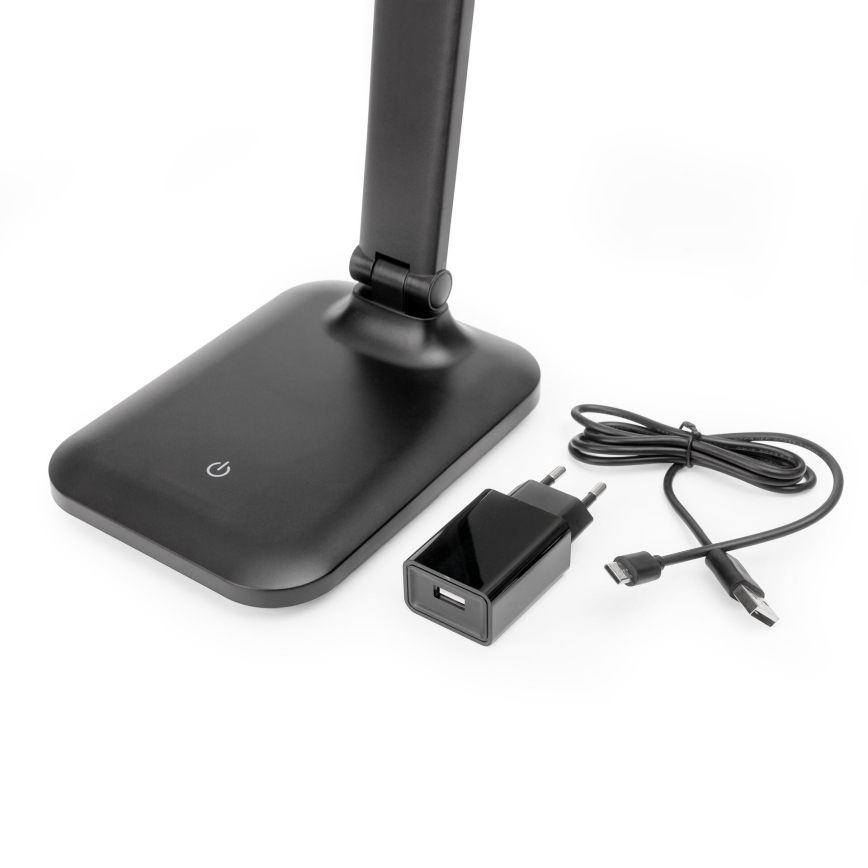 Ρυθμιζόμενο LED επιτραπέζιο φωτιστικό αφής με θύρα USB REMUS LED/5W/230V μαύρο