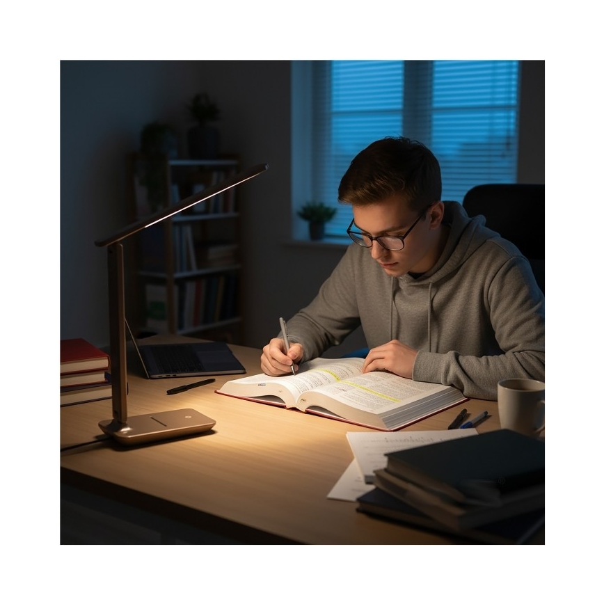 Ρυθμιζόμενο LED επιτραπέζιο φωτιστικό NOBLITE N LED/7W/230V 3000/4000/6500K καφέ