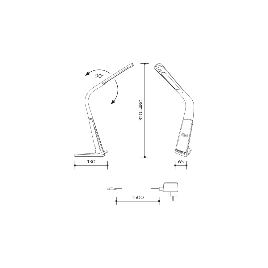 Ρυθμιζόμενο επιτραπέζιο φωτιστικό LED με ασύρματη φόρτιση και αισθητήρα κίνησης LORD EVO LED/8W/230V 3000K/4500K/6000K μαύρο