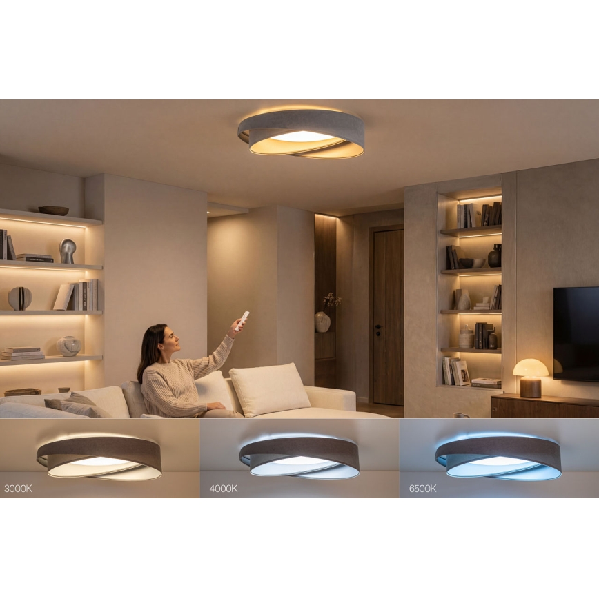 Ρυθμιζόμενο φωτιστικό οροφής LED SMART GALAXY MODERN LED/24W/230V 3000-6500K διάμ. 55 εκ. γκρι/ασημί + τηλεχειριστήριο